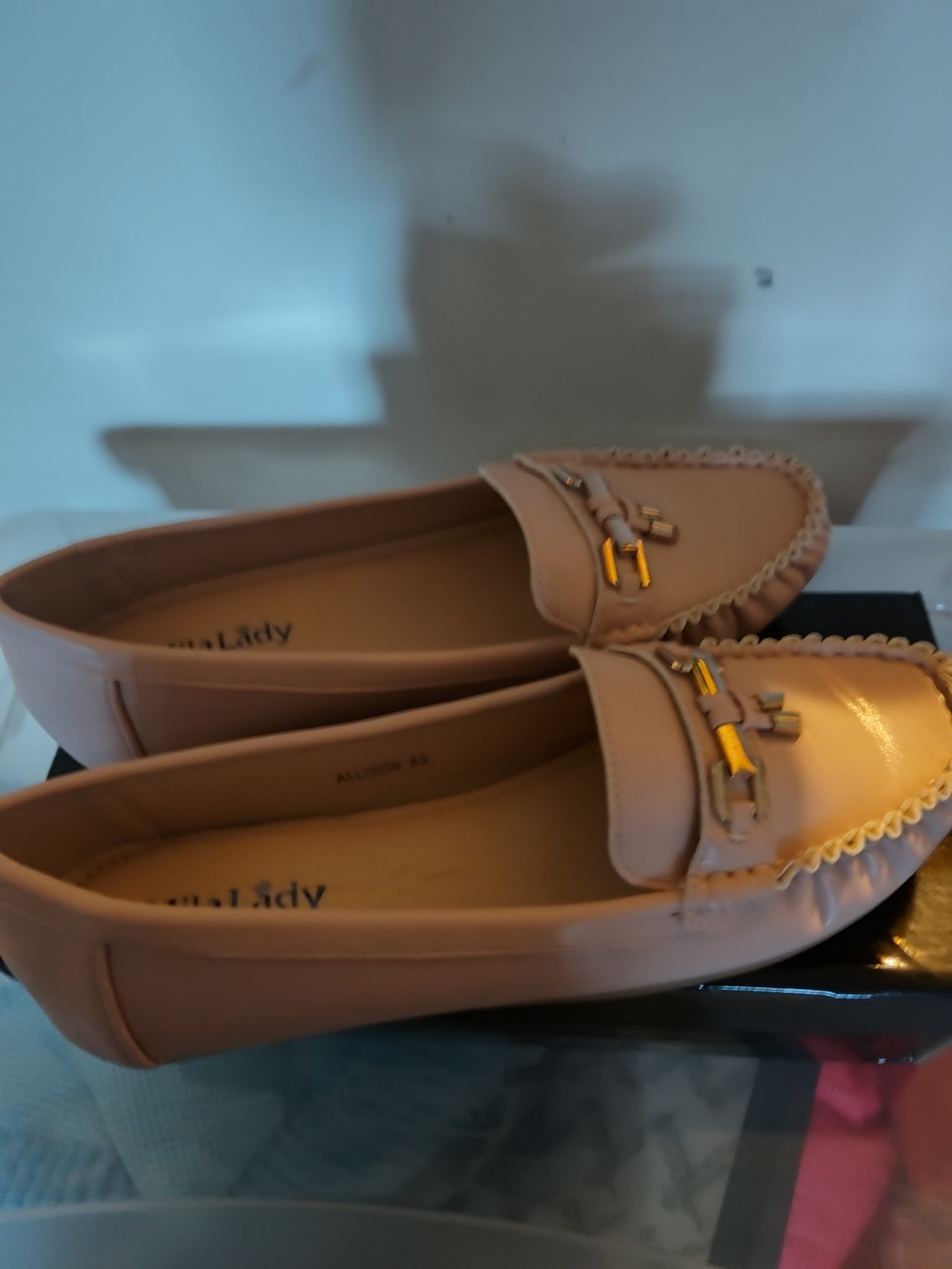 Classic Tassel Moccasin Loafers in Blush Pink